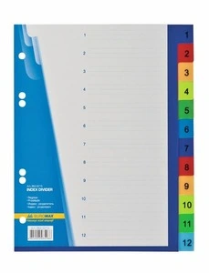 Розділювач цифровий Buromax A5 від 1 до 12 асорті пластик 100 шт. (BM.3213)