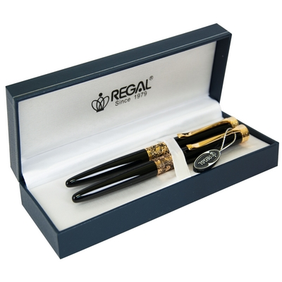 Комплект ручок Regal перо + ролер в подарунковому футлярі L чорний (R12223 L.RF)