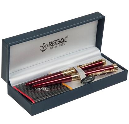 Комплект ручок Regal перо + ролер в подарунковому футлярі бордовий (R35501.L.RF)