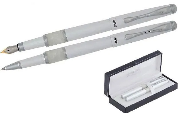 Комплект ручок Regal перо + ролер в подарунковому футлярі L білий (R82407.L.RF)