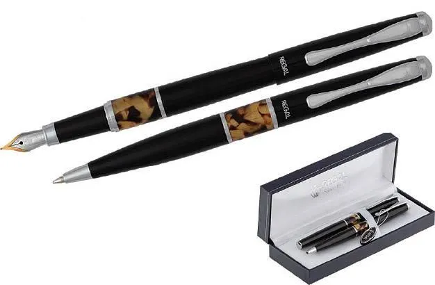 Комплект ручок Regal перо + кулькова ручка в футлярі L чорний (R82718.L.BF)