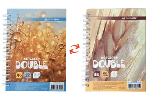 Блокнот Buromax DOUBLE А6 96 арк. пружина збоку клітинка тверда палітурка пружина жовтий (BM.24671101-08)