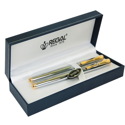 Комплект ручок Regal перо + ролер в подарунковому футлярі L хром (R12207.L.RF)