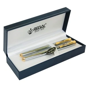 Комплект ручок Regal перо + ролер в подарунковому футлярі L хром (R12207.L.RF)
