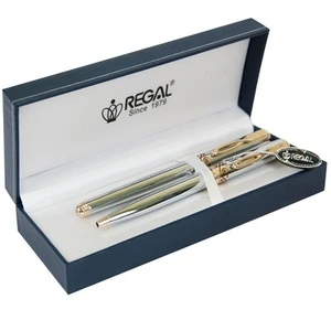 Комплект ручок Regal перо + кулькова ручка в подарунковому футлярі Lсиній (R131222.L.RB)