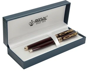 Комплект ручок Regal перо + кулькова ручка в подарунковому футлярі L бордо (R18009.L.BF)