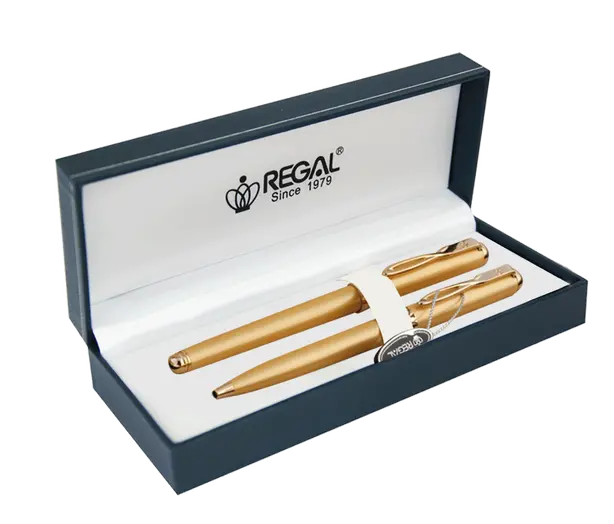 Комплект ручок Regal перо + кулькова ручка в подарунковому футлярі L золото (R18109.L.BF)