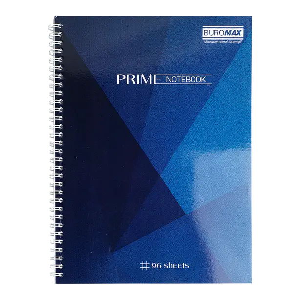 Зошит офісний Buromax PRIME А4 96арк. пружина збоку клітинка тверда палітурка синій (BM.24451101-02)