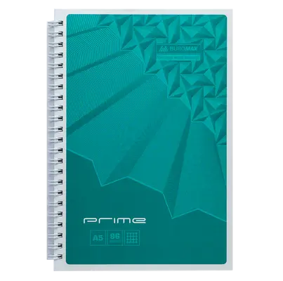 Зошит офісний Buromax PRIME А5 96арк. клітка тверда палітурка бірюзовий (BM.24551101-06)