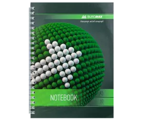 Зошит офісний Buromax SPHERE А5 80арк. пружина збоку клітинка тверда палітурка пружина зелений (BM.24552101-06)