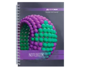 Зошит офісний Buromax SPHERE А5 80арк. пружина збоку клітинка тверда палітурка пружина фіолетовий (BM.24552101-07)