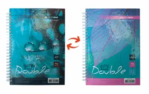 Зошит офісний Buromax DOUBLE А5 96арк. пружина збоку клітинка тверда палітурка пружина бірюзова синя (BM.24571101-06)