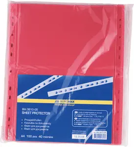 Файл для документів Buromax А4 40 мкм. фактура глянец червоний 100 шт. (BM.3810-05)