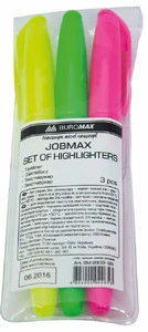 Набір текстових маркерів Buromax JOBMAX асорті 2-4 мм круглий блістер 3 шт. (BM.8903-93)