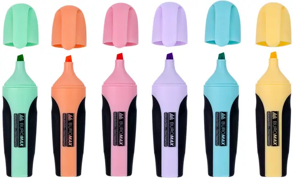 Набір текстових маркерів Buromax PASTEL асорті 2-4 мм клиноподібний блістер 6 шт. (BM.8905-96)