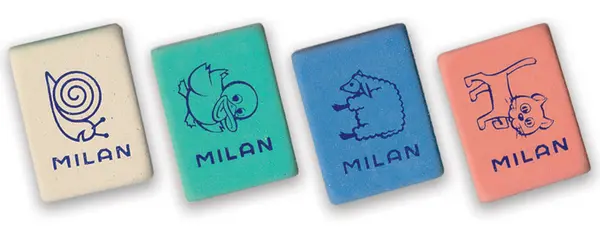 Гумка Milan 31х23х9 мм. стирає олівець колір білий (ml.445)