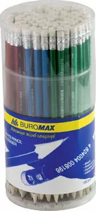 Олівець чорнографітний Buromax Mephisto асорті дерев'яний шестигранний HB з гумкою (BM.8507)