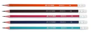 Олівець чорнографітний Buromax Vision асорті дерев'яний тригранний HB з гумкою (BM.8510-100)