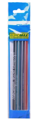 Олівець чорнографітний Buromax асорті дерев'яний тригранний HB з гумкою (BM.8510-4)