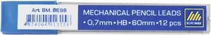 Стержні до механічного олівця Buromax HB 0.7мм 12шт. (BM.8698)
