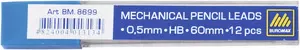 Стержні до механічного олівця Buromax HB 0.5мм 12шт. (BM.8699)