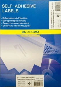 Етикетки з клейким шаром Buromax 16шт. 105х37,1 мм А4 100арк. (ВМ.2834)
