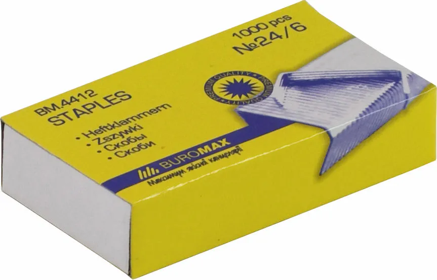 Скоби Buromax ЛЮКС № 24/6 метал 1000шт. (BM.4412)