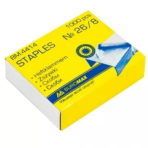 Скоби ЛЮКС Buromax №26/8 метал 1000шт. (BM.4414)