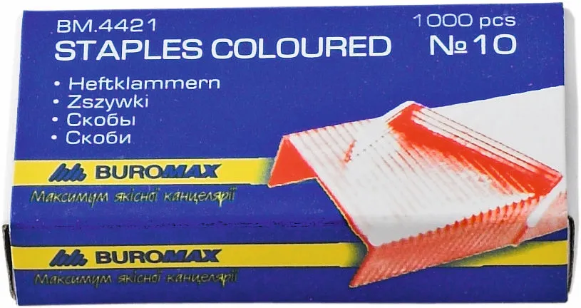 Скоби Buromax №10 метал кольорові 1000 шт. (BM.4421)