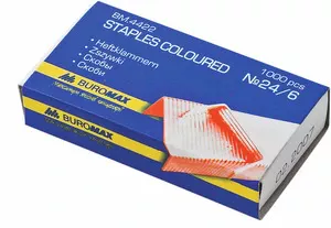 Скоби Buromax №24/6 метал кольорові 1000 шт. (BM.4422)