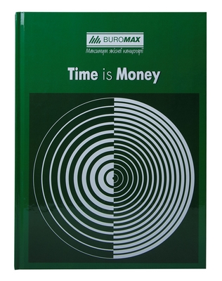 Зошит офісний Buromax "TIME IS MONEY" А4 96 арк. клітинка тверда палітурка зелена (BM.2400-104)