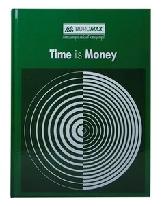 Зошит офісний Buromax "TIME IS MONEY" А4 96 арк. клітинка тверда палітурка зелена (BM.2400-104)