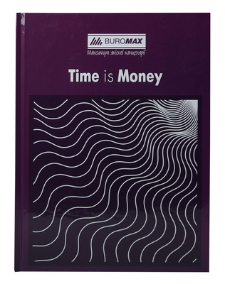 Зошит офісний Buromax "TIME IS MONEY" А4 96 арк. клітинка тверда палітурка фіолетова (BM.2400-107)