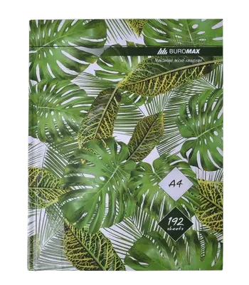 Зошит офісний Buromax FLORISTICA А4 192 арк. клітинка тверда палітурка зелений (BM.24419101-04)