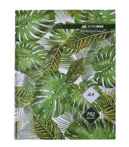 Зошит офісний Buromax FLORISTICA А4 192 арк. клітинка тверда палітурка зелений (BM.24419101-04)