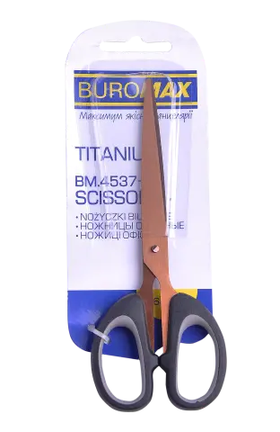 Ножиці офісні Buromax TITANIUM сірий 16 см пластик з гумовою вставкою (BM.4537-09)