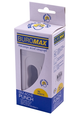 Діркопробивач Buromax пластиковий RUBBER TOUCH до 10арк сірий (BM.4016-09)