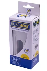 Діркопробивач Buromax пластиковий RUBBER TOUCH до 10арк сірий (BM.4016-09)