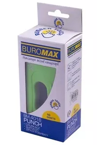 Діркопробивач Buromax пластиковий RUBBER TOUCH до 10арк світло-зелений (BM.4016-15)
