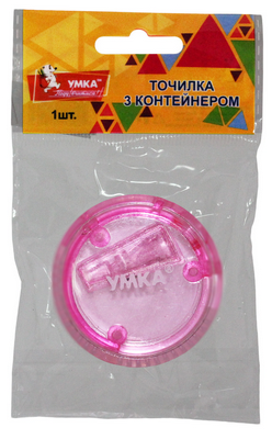 Чинка Умка з контейнером на 1 отвір ручна колір рожевий (ТЧ66-12)