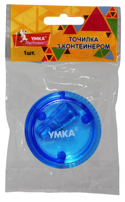 Чинка Умка з контейнером на 1 отвір ручна колір блакитний (ТЧ66-06)
