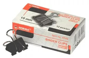 Біндер Norma 15 мм 12 шт в коробці чорний (4749)