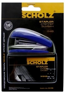Степлер пластиковий SCHOLZ Міні № 24/6 20мм 20 арк. синій в комплекті 1000 скоб (4036)