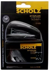 Степлер пластиковий SCHOLZ Міні № 24/6 20мм 20 арк. чорний в комплекті 1000 скоб (4036)