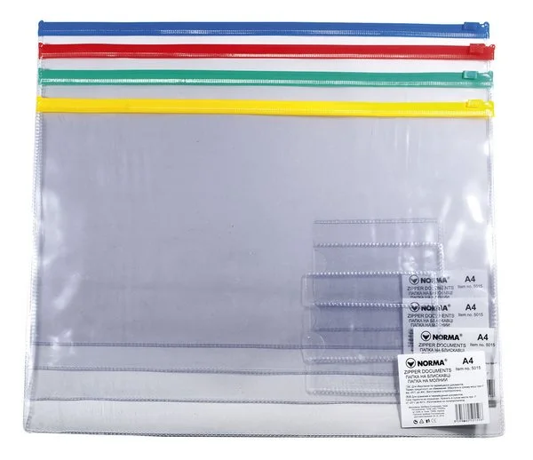Папка на zip-lock Norma асорті A4 200 мкм. на 1 відділення  5015 (03030624)
