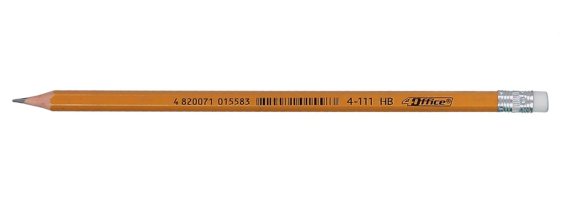 Олівець чорнографітний 4OFFICE жовтий пластиковий тригранний HB з гумки 4-111 (01131290)