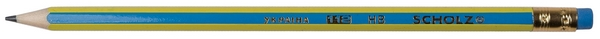 Олівець чорнографітний SCHOLZ асорті дерев'яний тригранний HB з гумкою (112)