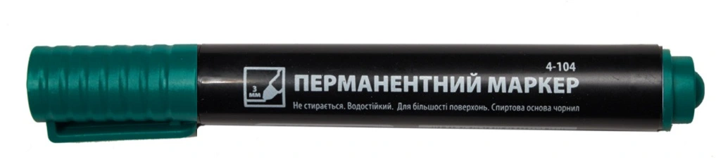 Маркер перманентний 4Office зелений 1 - 3 мм. круглий 4-104 (01160404)