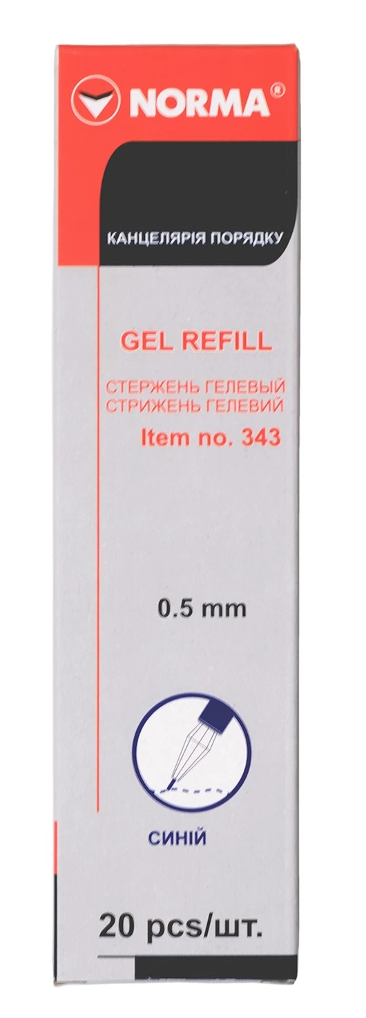 Стержень гелевий, 0.5мм, синій, наконечник "перо", Gelios, 343, Norma