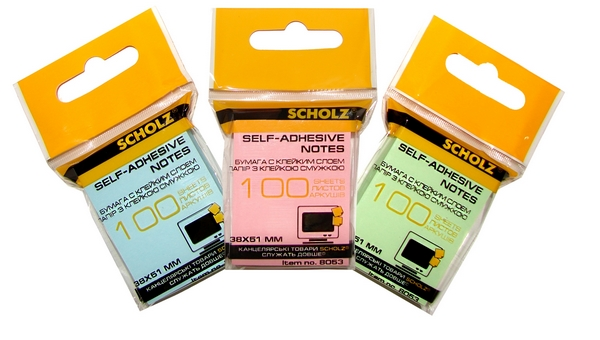 Стікер клейкий SCHOLZ 38х51мм 100арк. колір в асортименті 8053 (02041360)